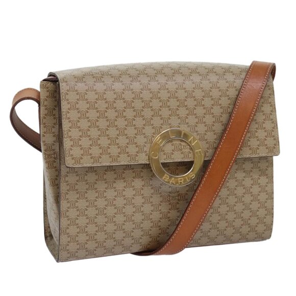 CELINE Macadam Canvas Shoulder Bag Beige Auth 84211 - Picture 1 of 16